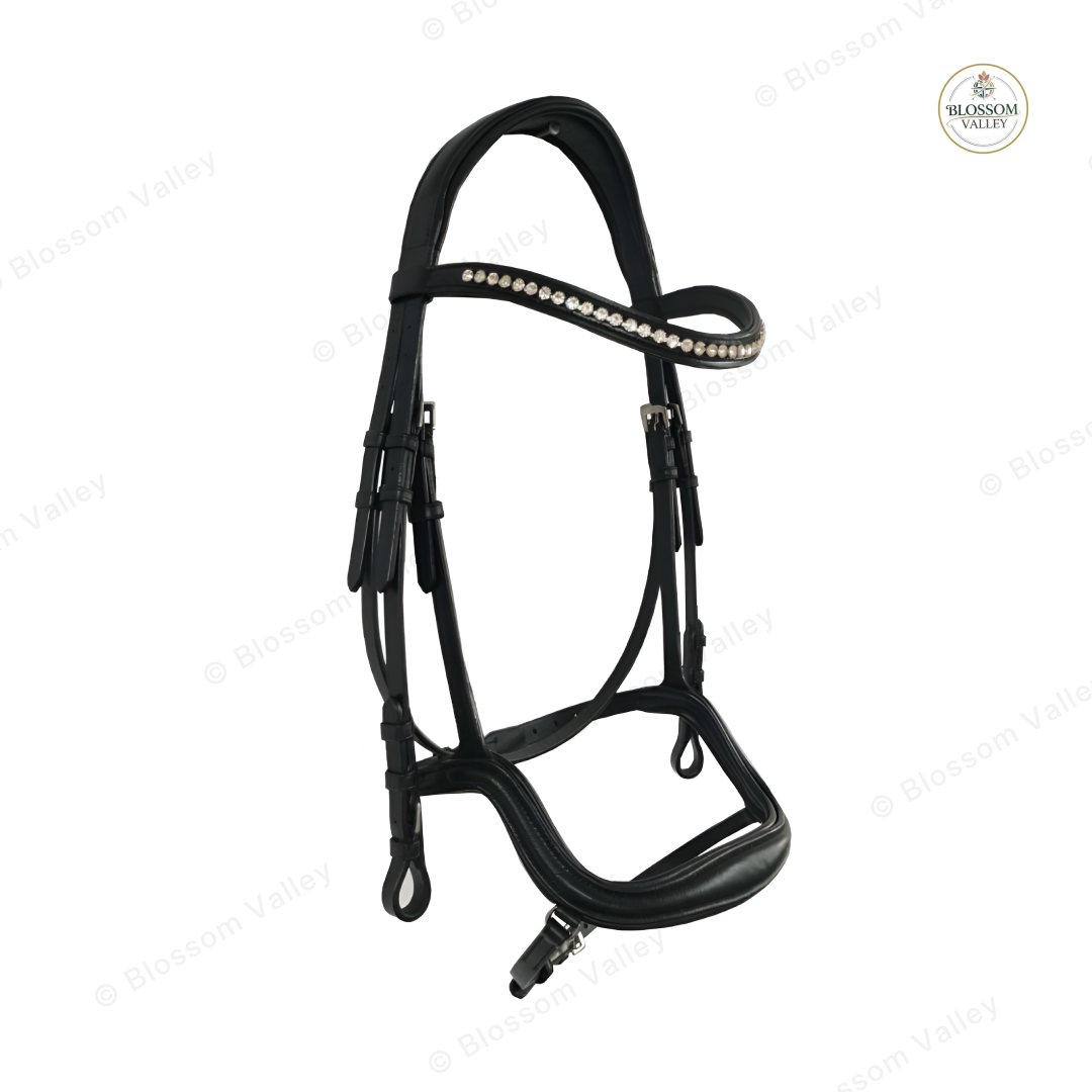 Shaped Crown Crystal Snaffle Bridle