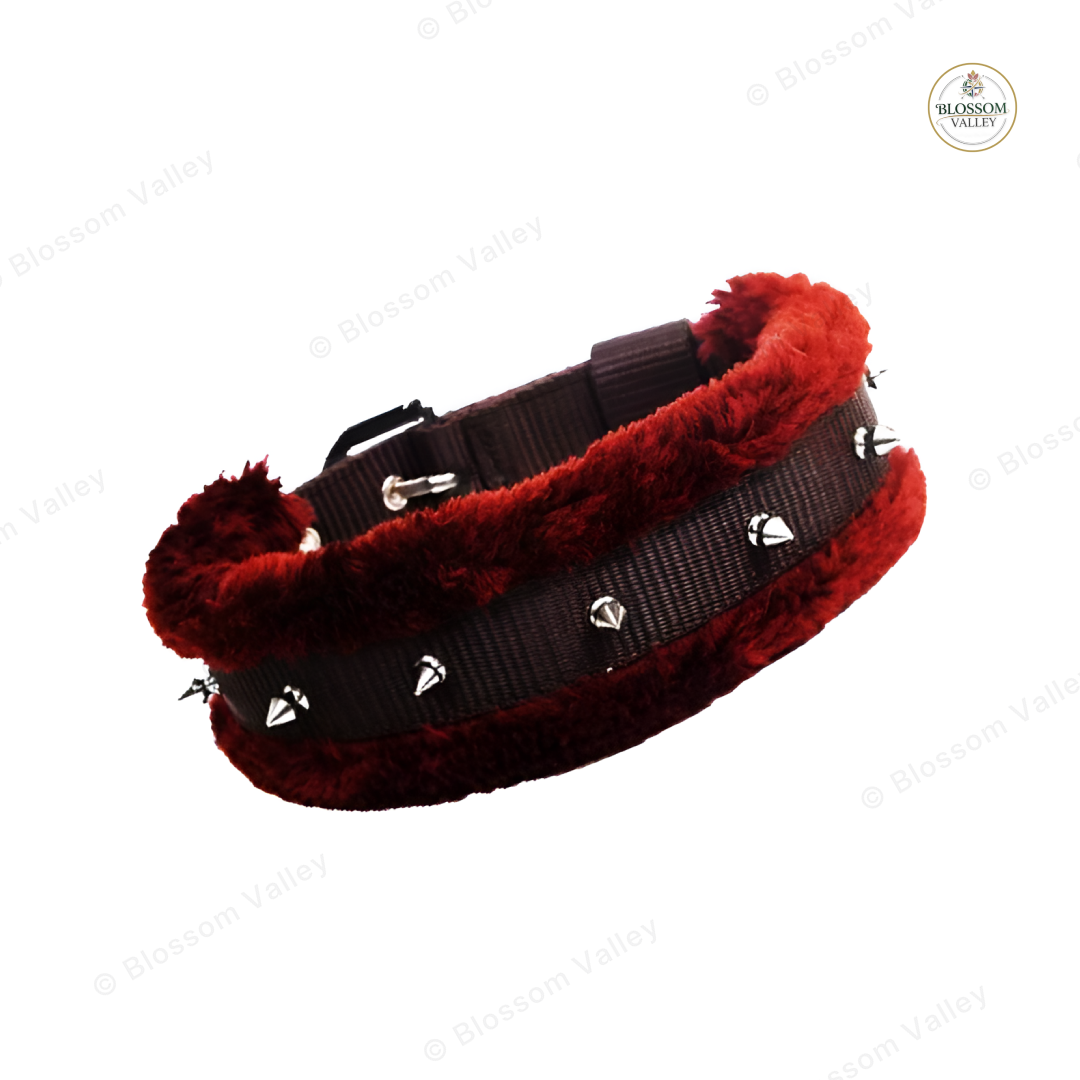 Spiked Faux Fur Nylon Dog Collar